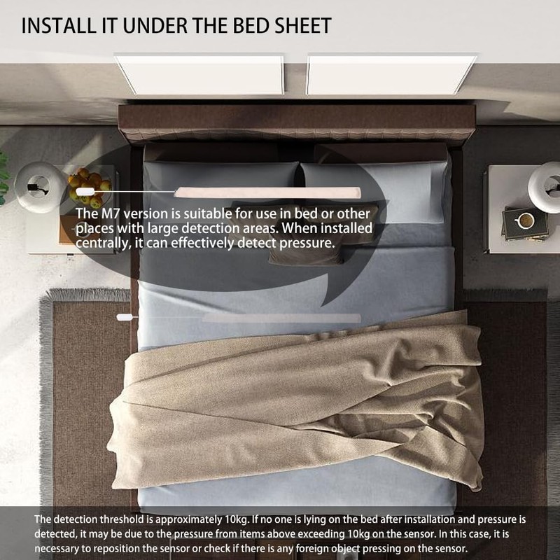 Zigbee Pressure Senor Occupancy/Presence Detector Stress Belt Hidden in Bed/Sofa