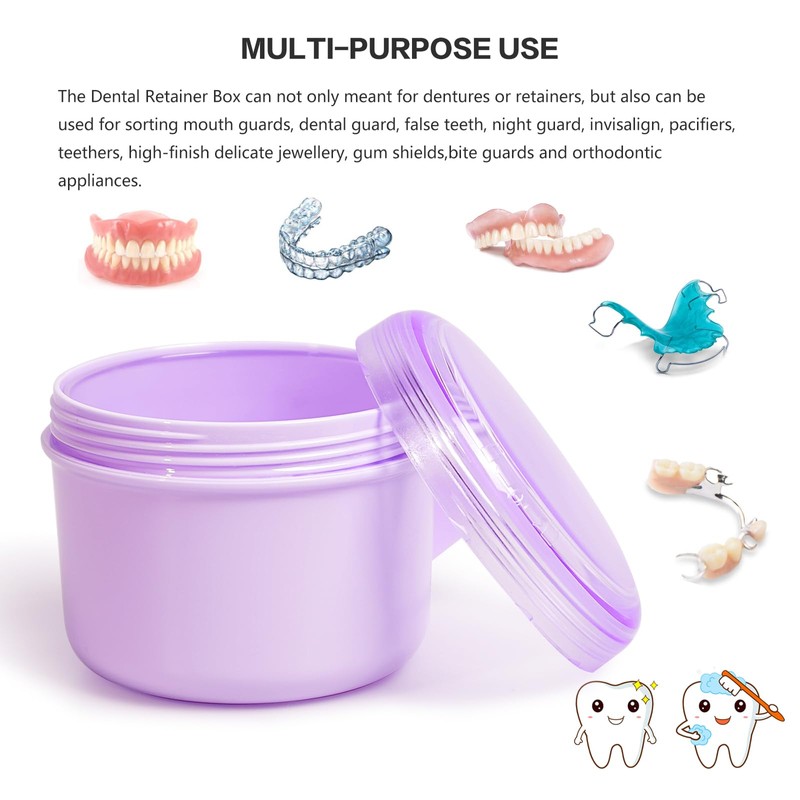 Uouovo Large Denture Case, No-Leak Denture Container Cups for Soaking