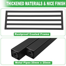 Dipion Metal Plant Stand Outdoor Plant Shelf Indoor,2 Tier Heavy Duty Ladder Plant Stands for Multiple Plants,26" L x 20.25" H x 17.75" W,Black