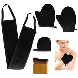 Back Tanning Applicator, 3 in 1 Self Tanner Kit, Self Tanning Mitt, Soft and Skin-Friendly, Reusable and Washable for Women, Girls and Men (Black)