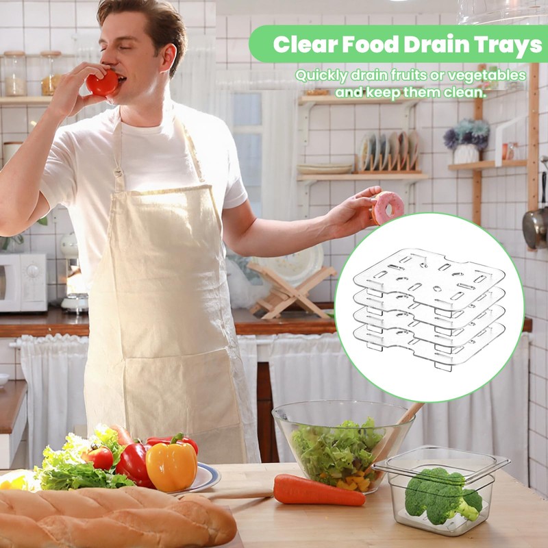 MBAIYO 24 Pcs Plastic Drain Shelf for 1/6 Size Food