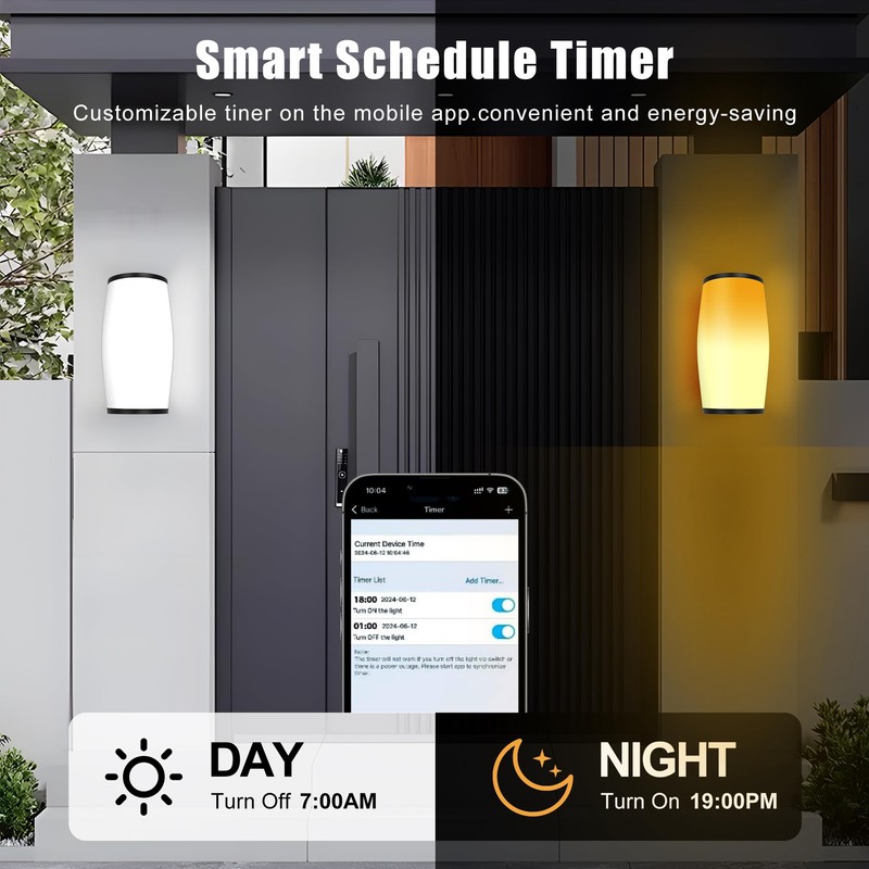Yotivki Outdoor Wall Light, 2400LM Smart RGBWW Porch Lights Outdoor