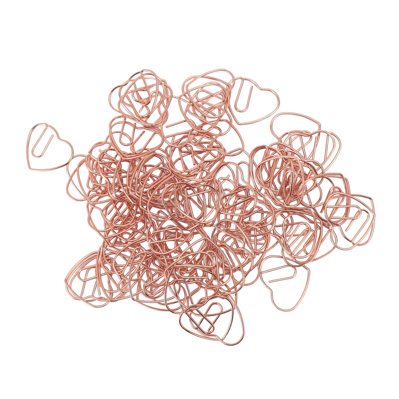 100Pcs Heart Shaped Paper Clips Iron Decorative Paperclips Set with