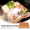 9-Compartments Wooden Divided Tray Shallow: Multifunction Drawer Organizer Veggie Serving
