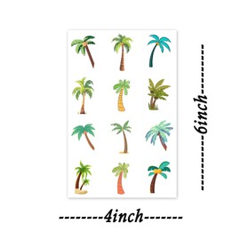 120 Pcs Coconut Palm Trees Sticker Hello Summer Stickers for Water Bottles Summer Luau Hawaii Beach Party Decorations Candy Bags Party Favor