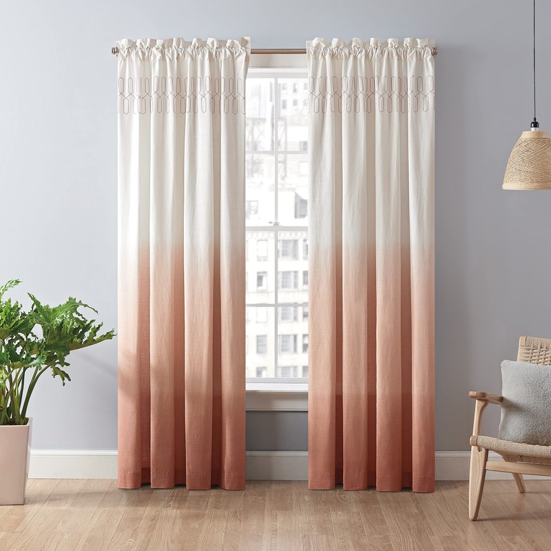 Vue Arashi Modern Boho Decorative Ombre Rod Pocket Window Curtain