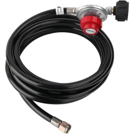 Easylife-Home 12FT QCC1 Propane Regulator with Hose, 20PSI Adjustable LP Gas Regulator for BBQ