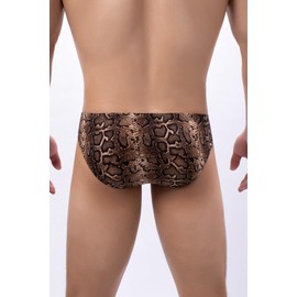 Maiclaice Men's Ice Silk Low Rise Leopard Bikini Briefs Underwear Black Medium