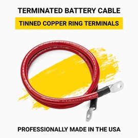 Spartan Power Red 1 Foot 2/0 AWG Battery Cable, Positive Only 3/8" M10 Made in USA