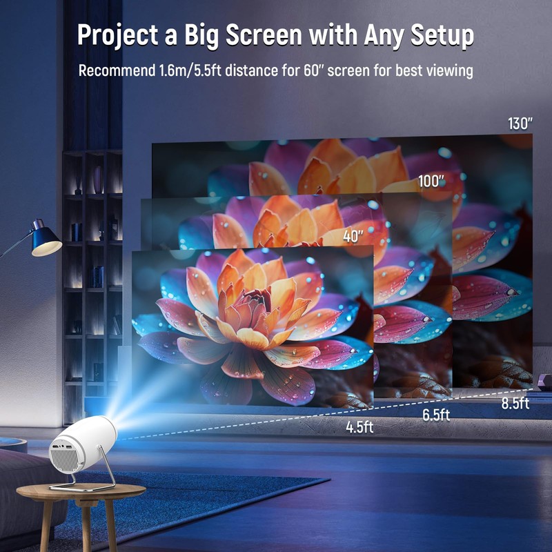 Mini Projector, 4K Support Portable Projector with WiFi 6 and