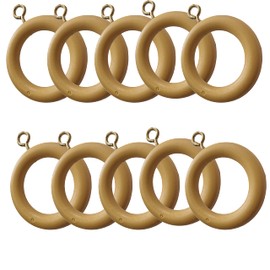 35mm x 54mm Beech Curtain Rings Effect Drapery Pole Rod Rings Curtain Loops Gliders with Eye for 28mm Pole (Pack of 10)