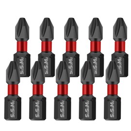 10PCS Magnetic Impact Phillips Bit #2 Insert Bits Anti-Slip 1 Inch Phillips Impact Bit Set PH2 1/4 Inch Hex Shank Cross Magnetic Screwdriver Drill Bits with Case for Impact Drver Drill (25mm)
