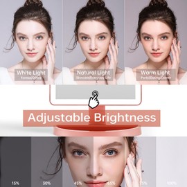 Funtouch Large Lighted Vanity Makeup Mirror, 14.56 in x 8.97 in, 88 LED, 360 Rotation Touch Screen, 10X Magnification Tabletop Cosmetic Make Up Mirror, Rose Gold