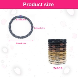 LINTRA Pack of 24 Women's Stretch Hair Bobbles, Handwoven Scrunchie, Mixed Colours, Scrunchies, Simple and Versatile, for Everyday Use, Work, Sports