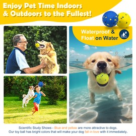 auomii 2 Pack Dog Balls Indestructible Tennis Balls for Dogs Durable Bouncy Dog Toy Balls for Aggressive Chewers Interactive Dog Toys for Water Toy Fetch Balls (Yellow,Blue)