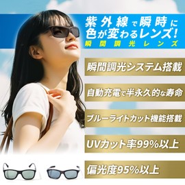 Gran Walker 0.1 Seconds Instant Auto Dimming Sunglasses, Unisex, Regular/Sports Type, Polarized Sunglasses, UV Protection, UV Protection, Lightweight, Women's, Men's, Polarized Fishing, Biking,