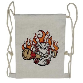 Lunarable Sports Drawstring Backpack, Face Bite Bat Stitches Form, Sackpack Bag