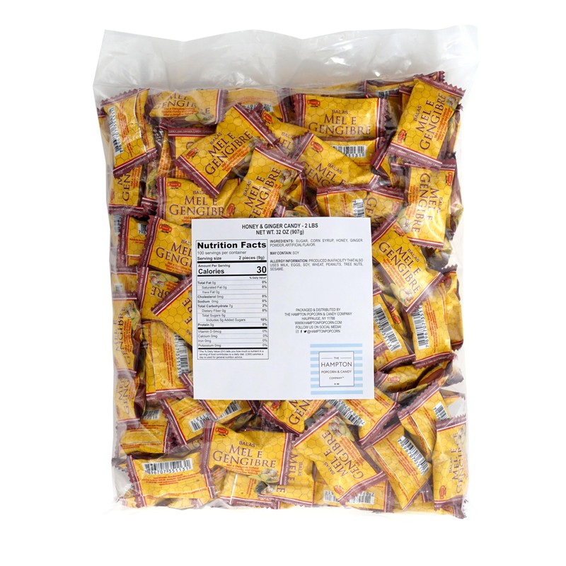 Honey and Ginger Hard Candy, 2 Pound Bulk Bag, Individually