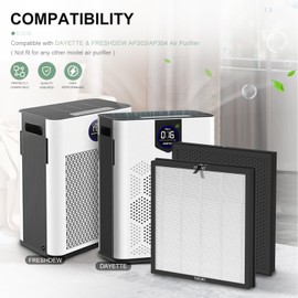 2-Pack AP303/AP304 Replacement Filter Compatible with DAYETTE AP303/AP304 Purifier H14 HEPA Air Filter ＆ FRESHDEW AP303/AP304 Purifier