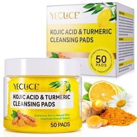 Yecuce Turmeric Kojic Acid Exfoliating Cleansing Pads Skincare Comfort (30 or 50 pads) - Specification: Turmeric kojic pads-Buy 1 (50pads)