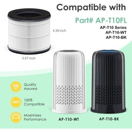 HSIAMEN AP-T10-WT AP-T10FL Replacement Filter Compatible with HoMedics Air Purifier Filter Replacement TotalClean Tower Model AP-T10 AP-T10-WT AP-T10-BK Ture HEPA Type w/ 3-Stage Filtration, 2-Pack