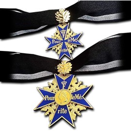 Grand Pour Le Merite + Classic one 24k Gold Plated Cross Medal & Oak Leaves Blue Max + Ribbon Copy