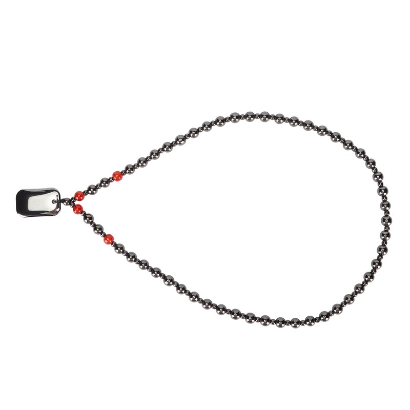 Terahertz Beaded Necklace Fashionable Rectangular Pendant Soreness Relief Energy Stone
