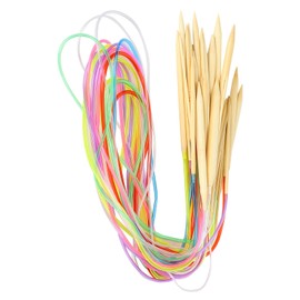 Circular Knitting Needles Set, 18Pcs Circular Needle Double Pointed Round Knitting Needles Circular Needles For Knitting Bamboo Color Tube Needlework Tool with Accessories Pack