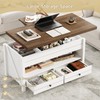 ONBRILL Farmhouse Lift Top Coffee Table with 2 Storage Drawers,