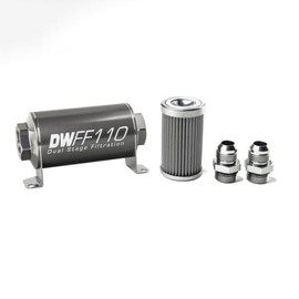 DeatschWerks Fuel Filter Housing Kit Stainless Steel For 10AN 100 Micron - 110mm | Universal Inline
