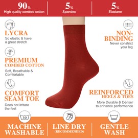 ATBITER Women's Thin Cotton Socks, Soft Bootie Dress Socks, Above Ankle Crew Casual Socks (6-Pairs Present Box)