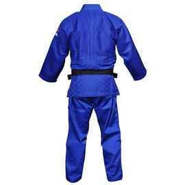 FUJI Double Weave Judo GI Thick Collar Cotton-Blend Judo Uniform, Blue, 2