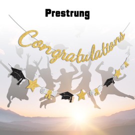 Vofrise Congratulations Banner Gold Graduation Decorations Class of 2025 Prestrung Congrats Grad Banner for Middle School High School College Graduate Party Decorations