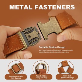 Didog Step in Dog Harness - Soft Leather Dog Harness with Heavy Duty Metal Buckle, Adjustable Dog Halter Harness Vests for Medium Dogs Easy Walking Training (Light Brown, S: Chest 16-22")