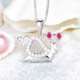 Starchenie 925 Sterling Silver Snail Pendant Red Corundum Necklace Fashion Jewelry for Women