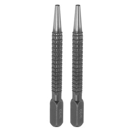 sourcing map 2pcs Center Punch 3/32" Carbon Steel Non-Slip Nail Setter Punch Tapered Alignment Center Hole Pin Tool for Plastic Metal Wood Scribe Marking