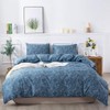 MKXI King Comforter Set Lightweight Bedding Set Blue Flowers and