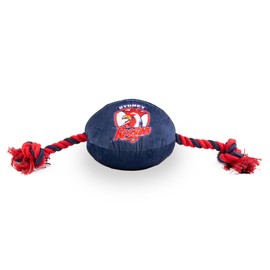 NRL Sydney Roosters Pet Dog Ball Rope Toy, Navy Blue Red, 12 x 12 x 48cm
