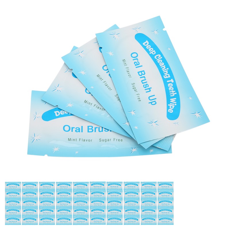 50pcs Disposable Finger Teeth Wipes Travel Portable Cleaning Dirt Removal