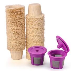 Haetyly 2 Pack Reusable K Cups with 100 Count Natural Paper Filters,Compatible with Keurig Single Serve 1.0 and 2.0, Fits All Reusable K Cup Coffee Pods