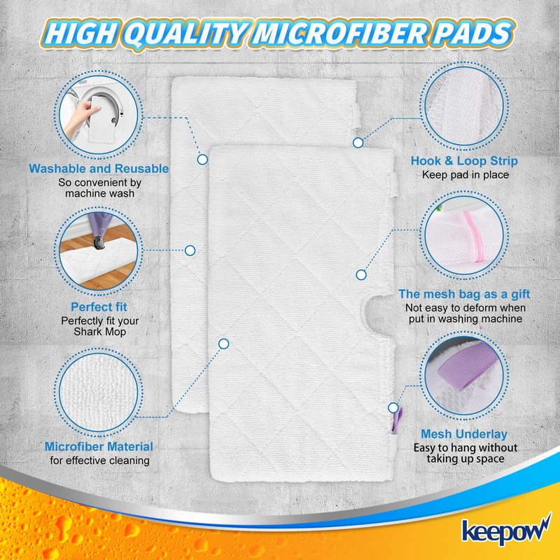 KEEPOW Steam Mop Replacement Pads for Shark Steam Pocket Mop