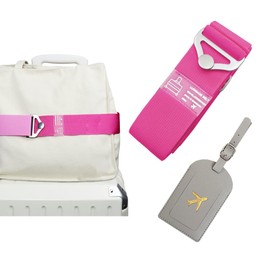 Travel Luggage Belt Strap for Suitcase Add a Bag, 1Pc 2-in-1 Luggage Straps Travel Belt for Luggage Over Handle,Adjustable Luggage Straps with Tag,Luggage Bungee Strap for Carry On Bag,Rose