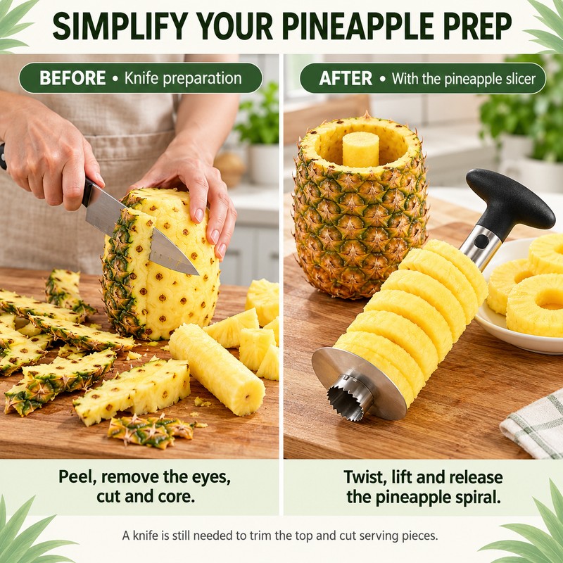 1PCS Stainless Steel Pineapple Slicer Peeler - Kitchen Fruit Tools