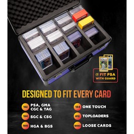 Panopply SLAB ARMOR FUSION 4 Row Graded Card Storage Box PSA Card Slab Case For Graded cards Holds 160+ Slabs Graded Card Case for PSA Slab Box Graded Card Storage Sports Baseball Card (BLUE)