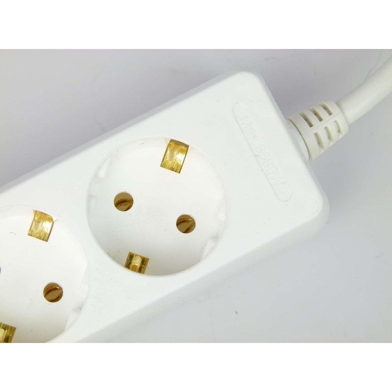 GLT 3 x Paccs 4-Way Multiple Sockets White Power Strip,