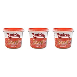 Pack of 3 Bautzner Mustard Sharp in Cup (3 x 200 ml) Mustard Cups, Bautzner Specialities