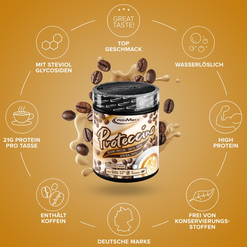 IronMaxx Proteccino Cappuccino 500 g Tin / Protein Coffee with