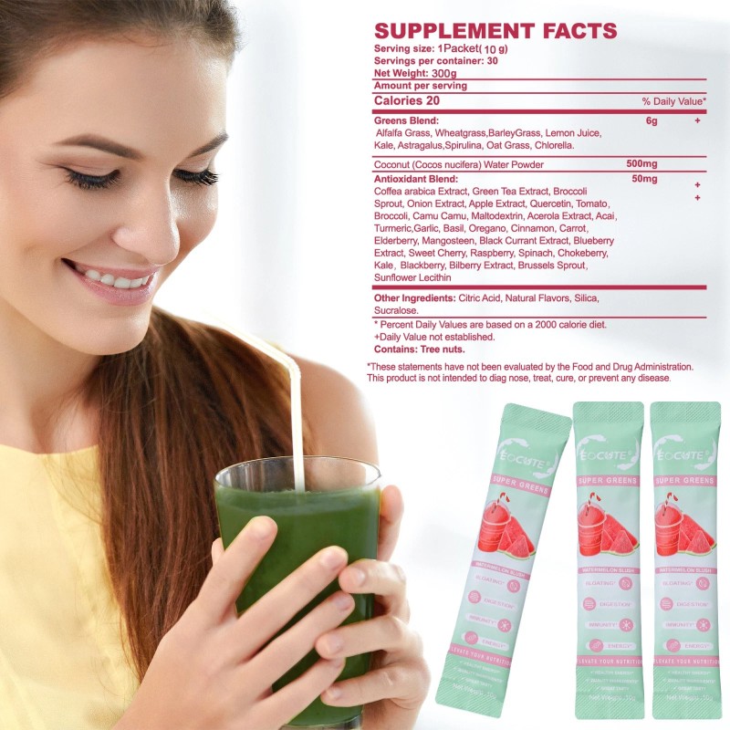 EOCUTE Super GREEN Powder Bloating Relief Gut Health & More
