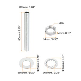 PATIKIL M10 Thread 3.15 Inch Lamp Cable Kit with Lock Nuts Washers Fasteners Assortment Hardware for Chandelier Ceiling Light DIY Galvanised