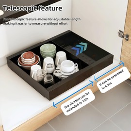 ZHILIN5A Pull out Cabinet Organizer, Expandable(12"-20.5") Heavy Duty Slide out Drawers Fixed with Adhesive Nano Film for Pots, Roll out Shelf Storage for Kitchen Base Cabinet Organization(Black)